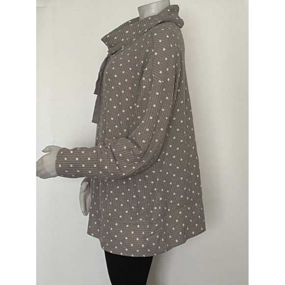🌹Women’s Sweatshirt Size 3X Como Black Long Sleeve Cowl Neck Polka Dots Grey - Picture 3 of 12